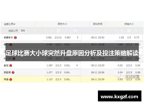 足球比赛大小球突然升盘原因分析及投注策略解读